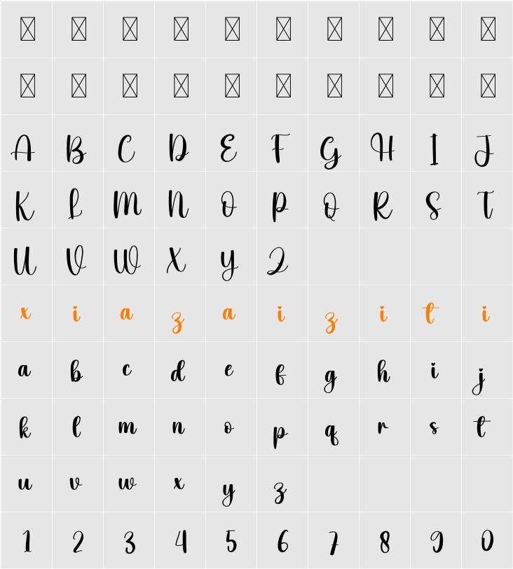 Family 字符映射表