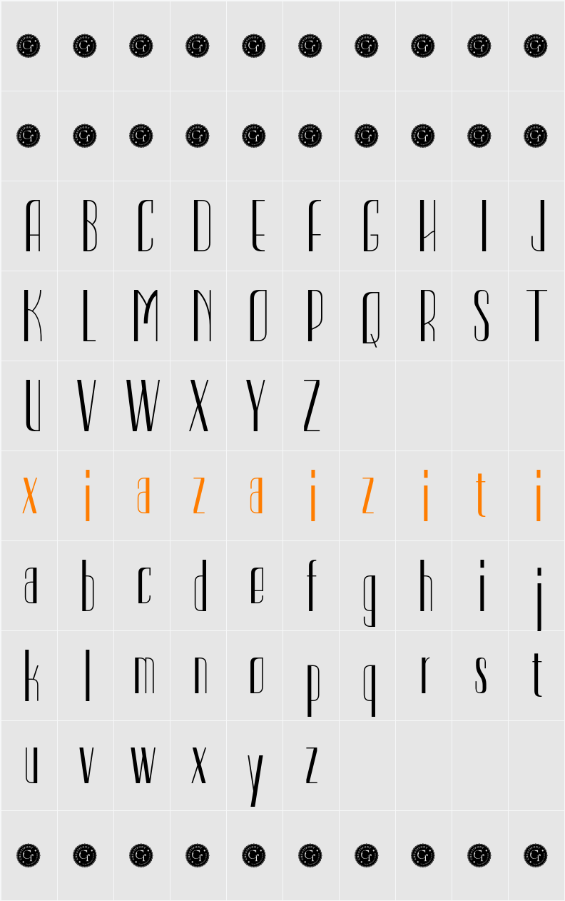 CF Lusso Demo 字符映射表