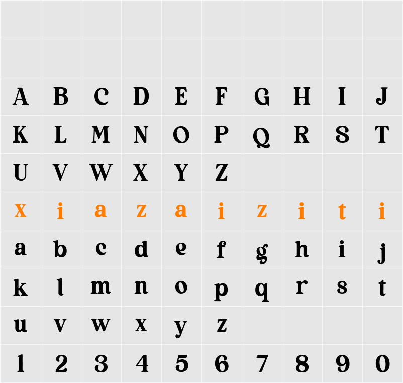 Demo Thrive Woods 字符映射表