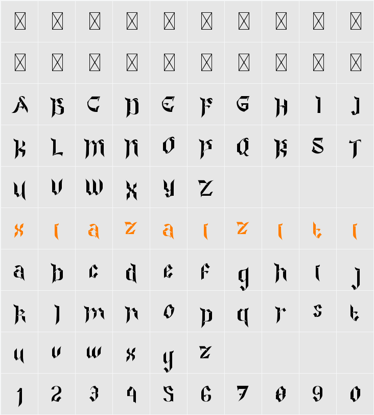 Colide Cut 字符映射表