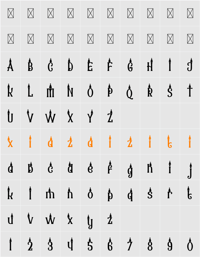 Christmas Chances Tree 字符映射表