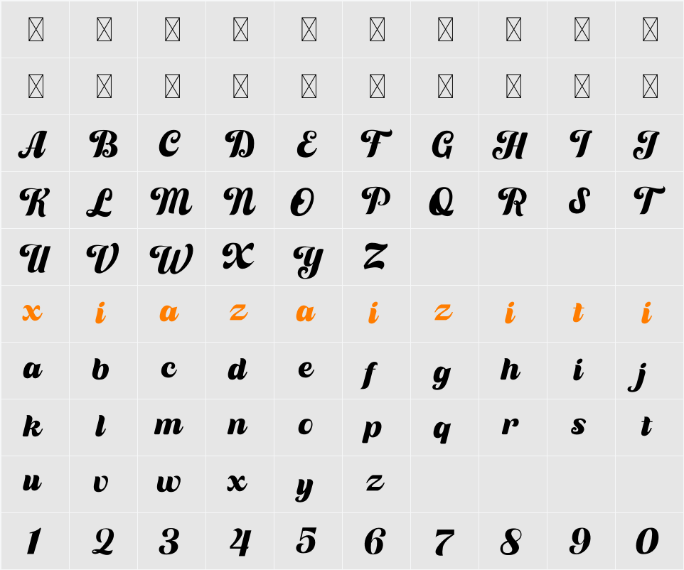 Bucchery Personal Used 字符映射表