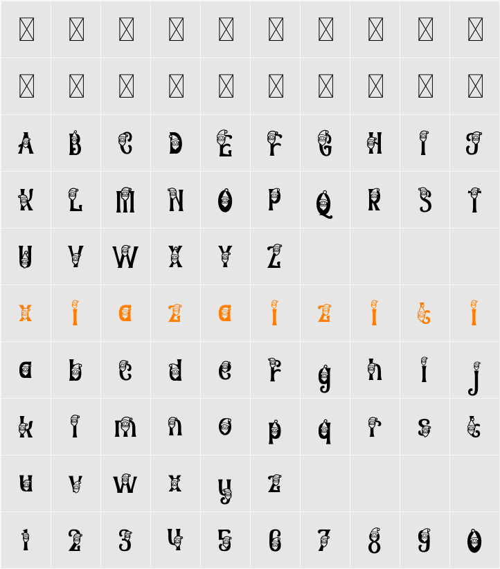 Christmas Chances Santa 字符映射表