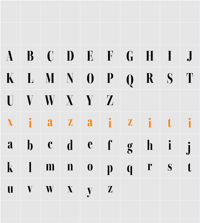 Esthoria Demo 48 Point 字符映射表