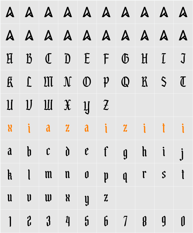 Electro Black 字符映射表