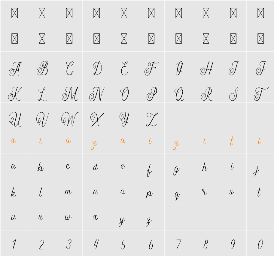 Bulmarie Script 字符映射表