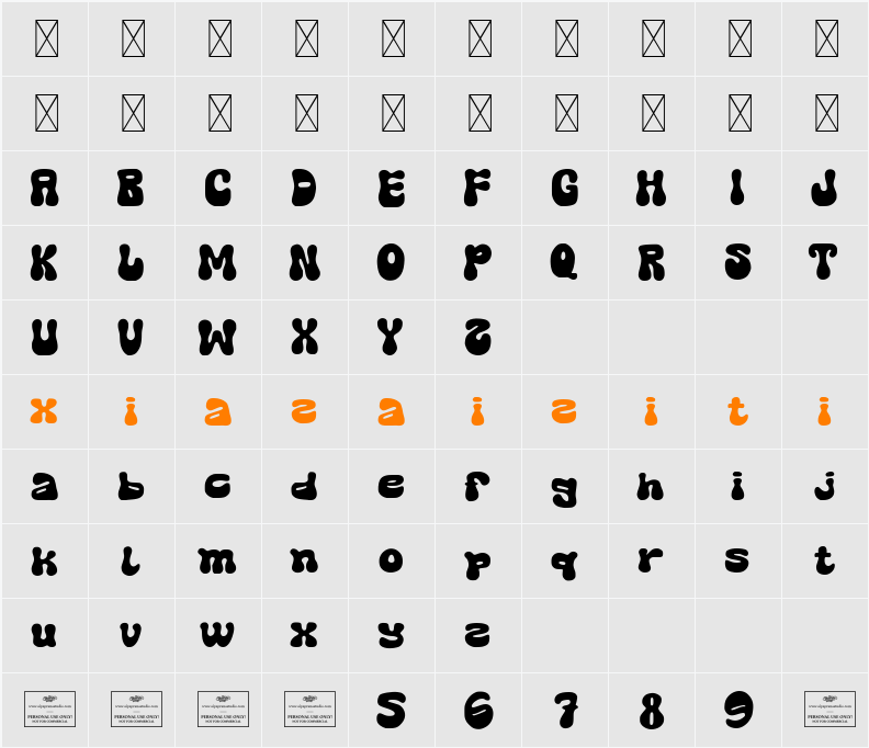 Classic Couture 字符映射表