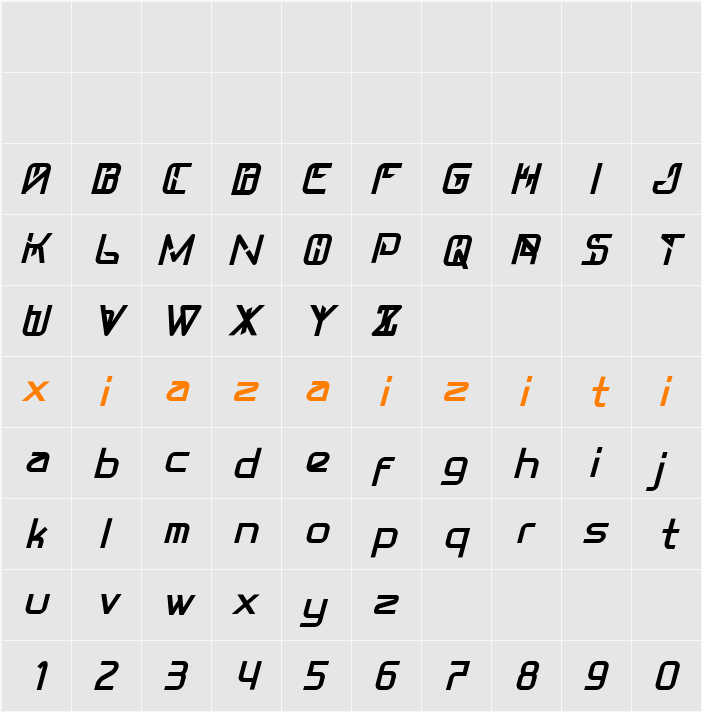 GalacticForce Demo 字符映射表