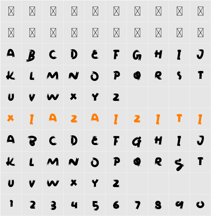 Brushings 字符映射表