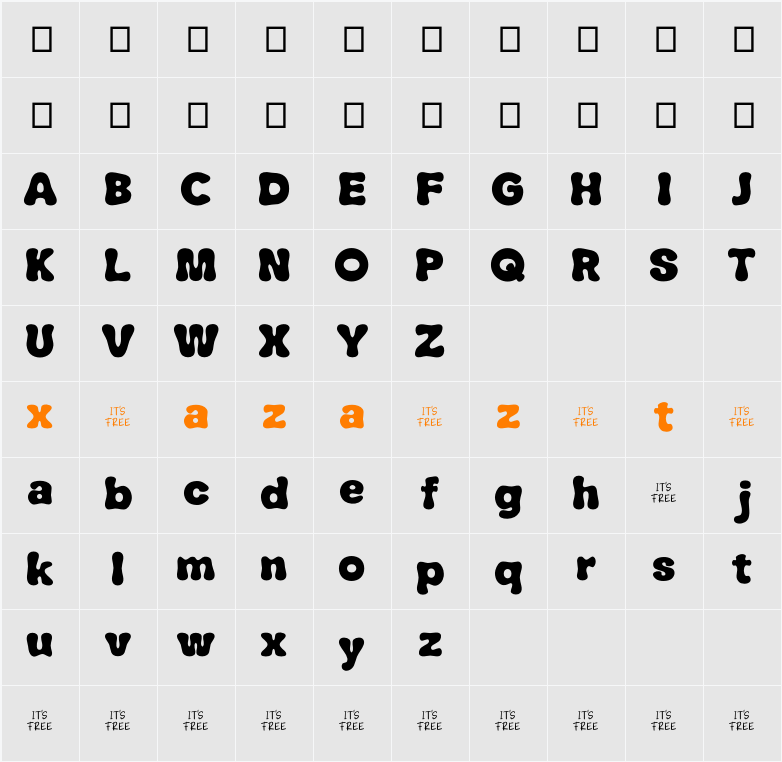 Dreamon Regular 字符映射表