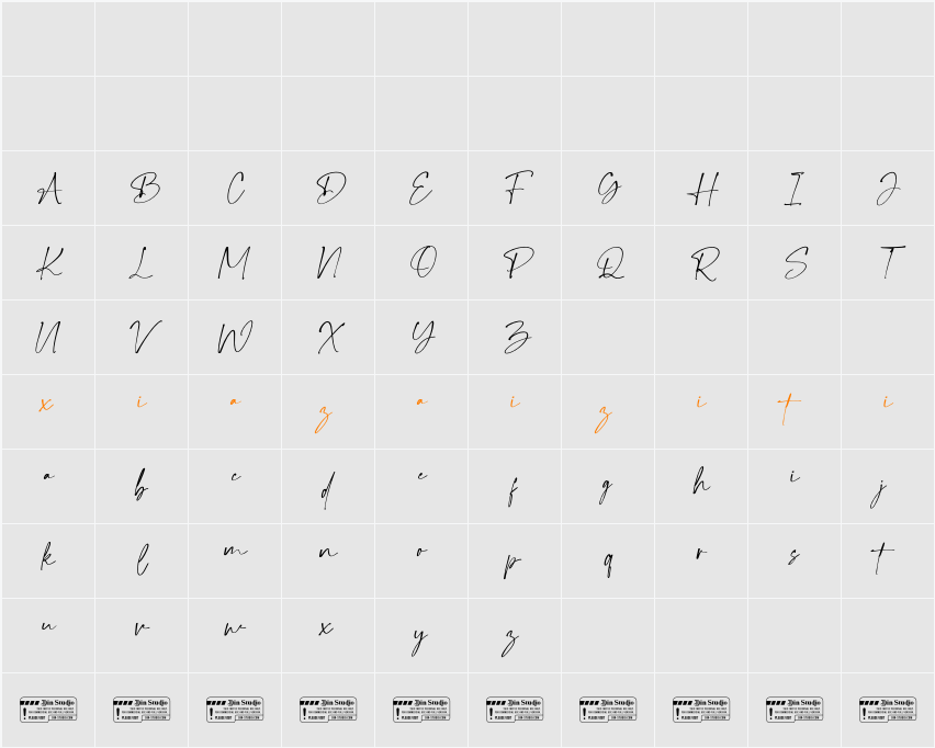 Finest Romance Script 字符映射表