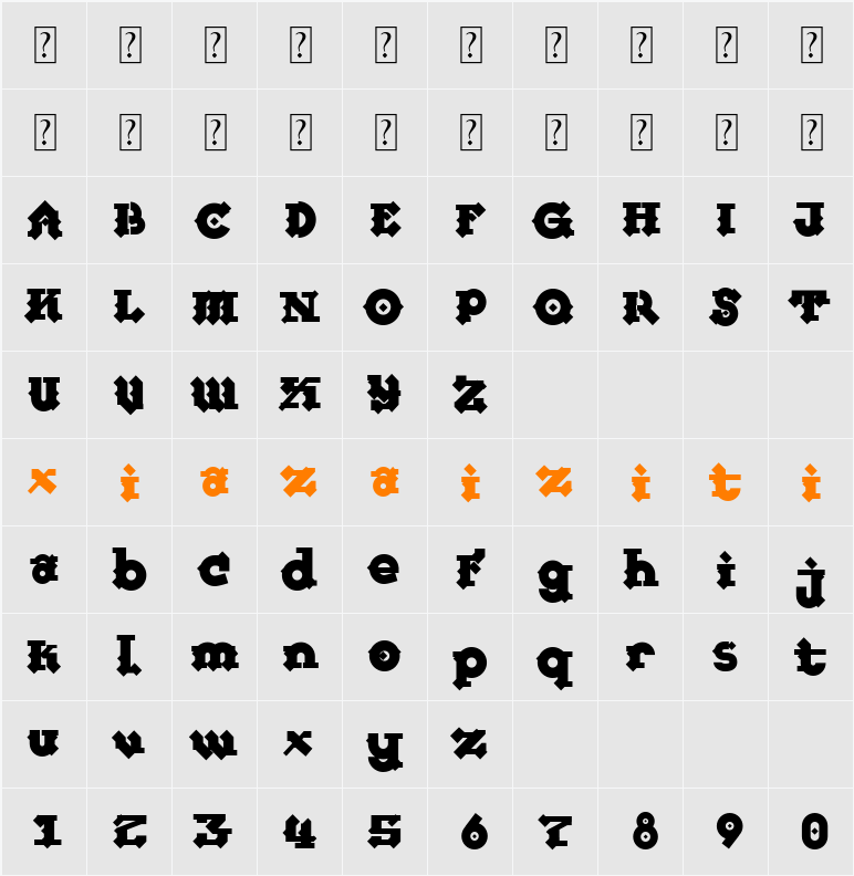 FR Warrior Plain 字符映射表