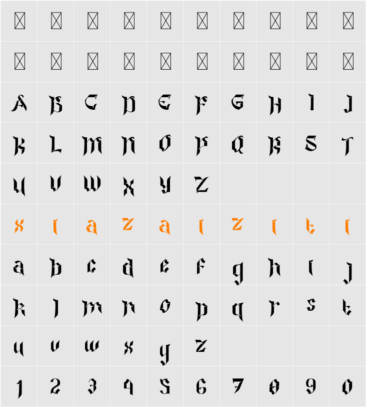Colide Cut 字符映射表