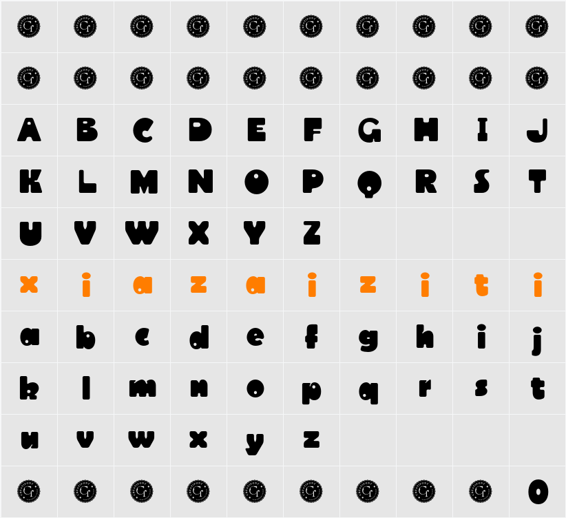 CF Bernados Demo 字符映射表