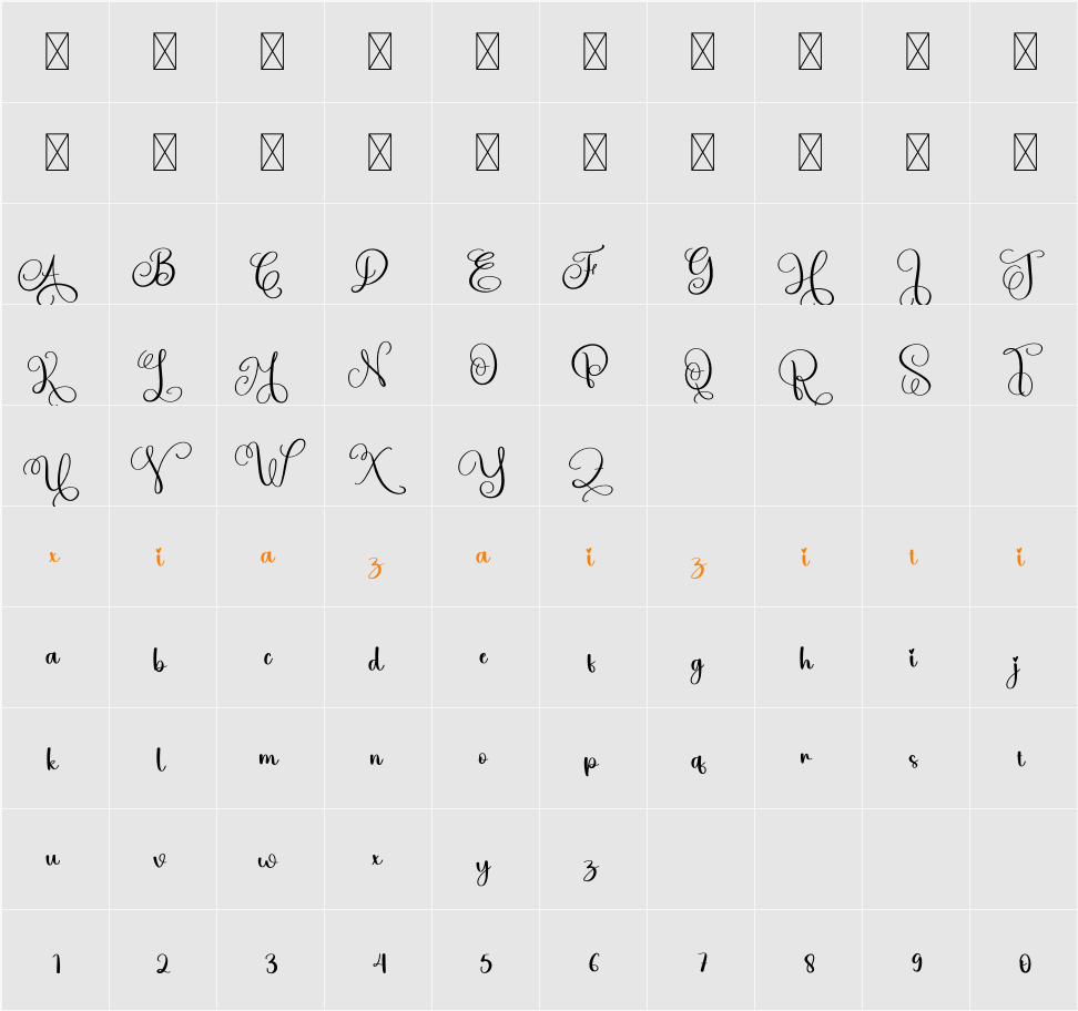 Earrings 字符映射表