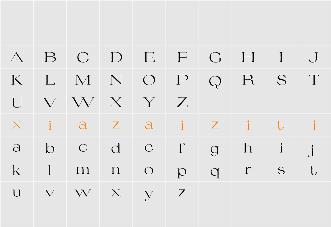 Fezeline Rough Demo 字符映射表