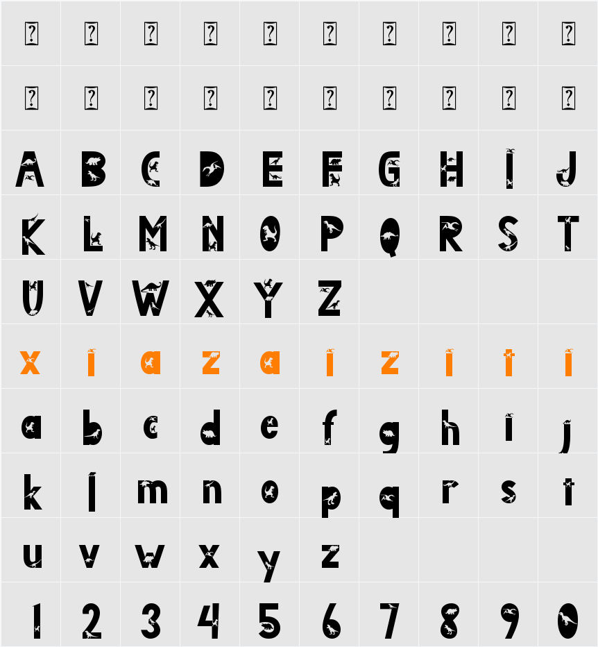 Dinosaur Island 字符映射表