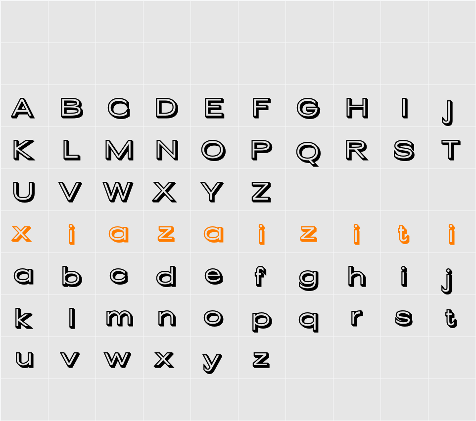Cenios 3D Demo ExtrudeRight 字符映射表
