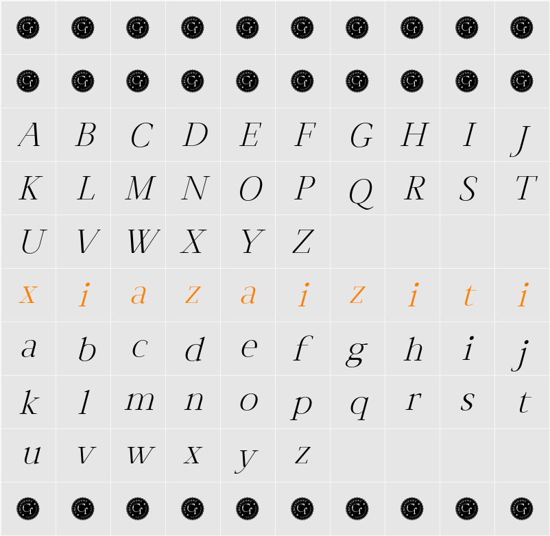 CF Lokira Demo 字符映射表