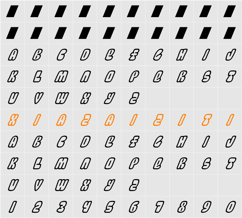 Bubblez Graffiti 字符映射表