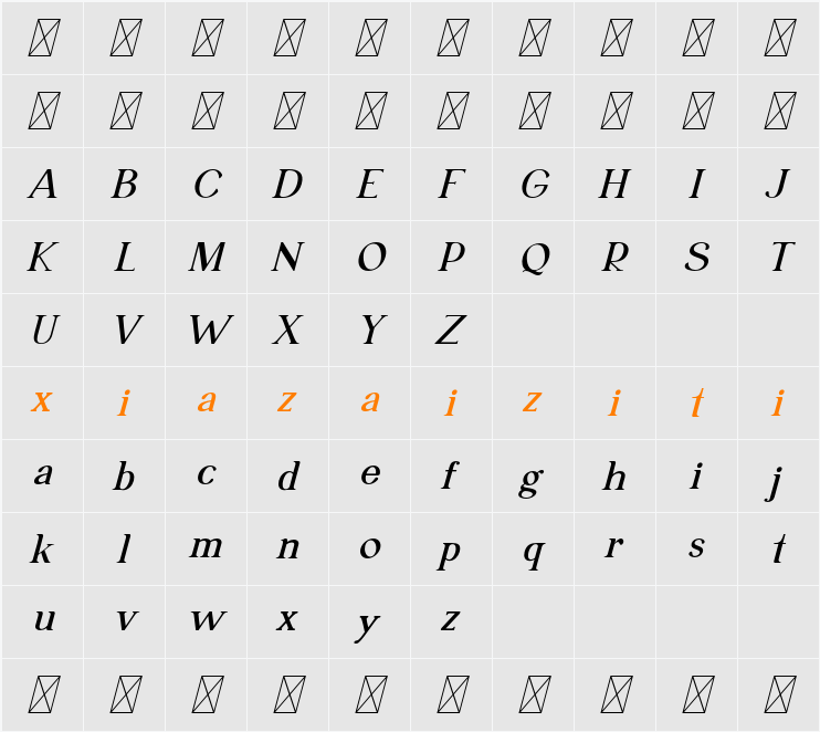 CF Ellara Domian Ita 字符映射表