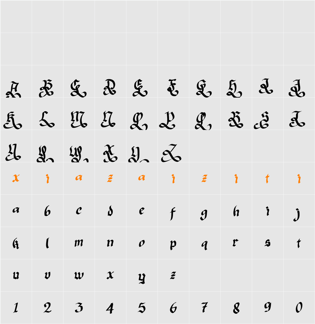 Christmas Melisya Demo 字符映射表