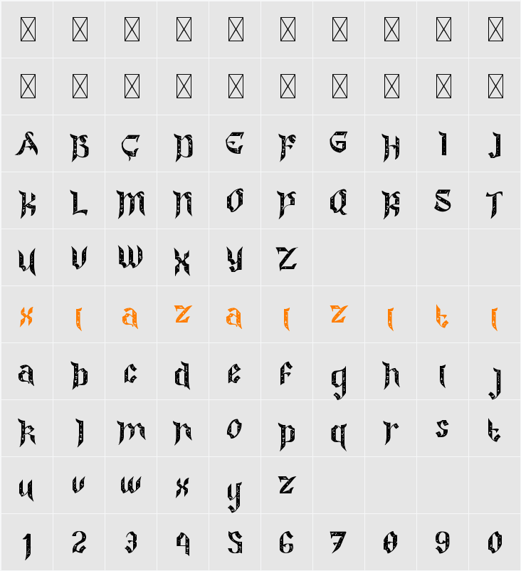 Colide Rough Cut 字符映射表