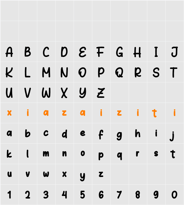 Child Hood 字符映射表