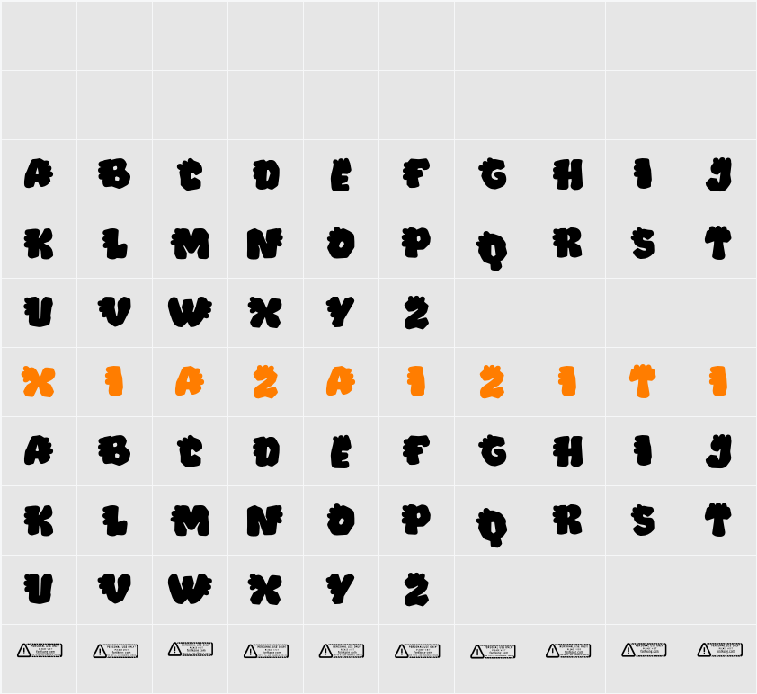 Dino Roar PERSONAL USE ONLY! 字符映射表