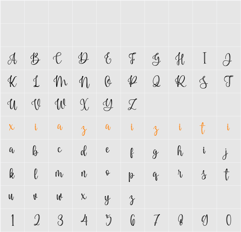 Daddy Texture 字符映射表