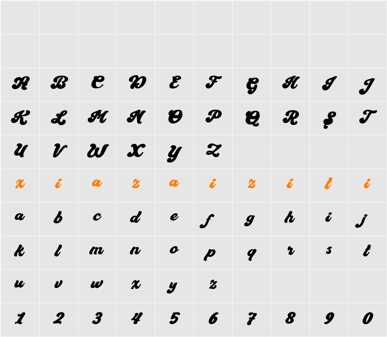 Cute Canvas Demo 字符映射表