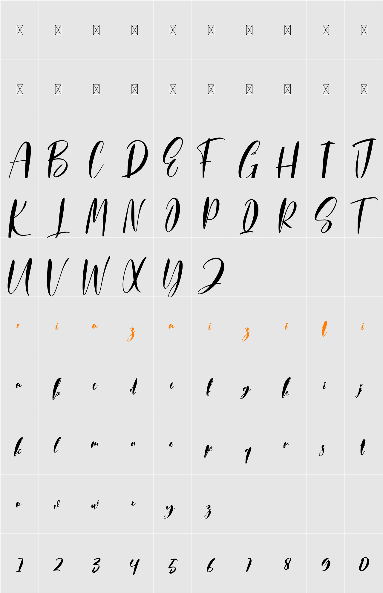 Calligrapher 字符映射表