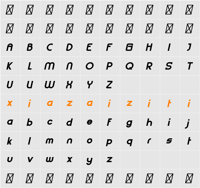 CF Gerrion 字符映射表