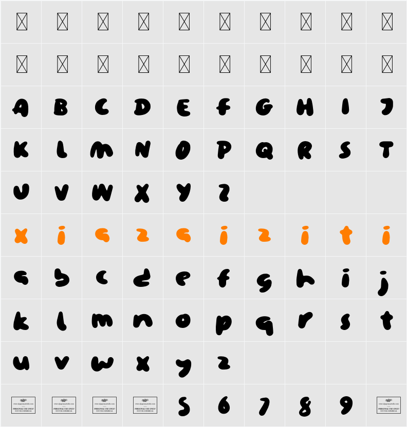 Cute Love 字符映射表