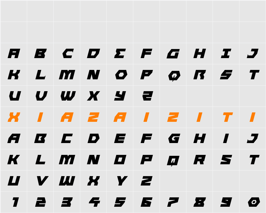 Cyberform Italic 字符映射表