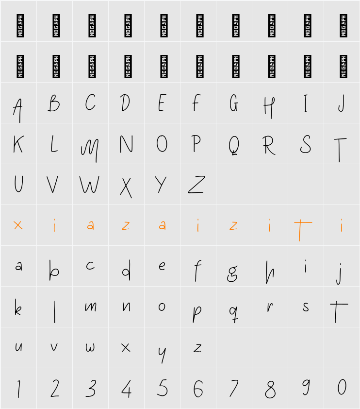 Garandapu Personal Use 字符映射表