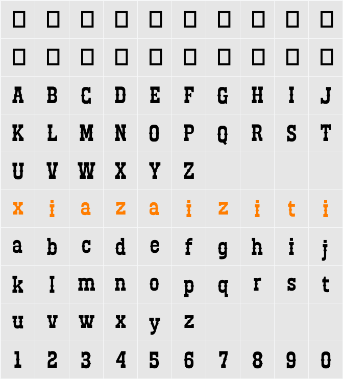 Cowboy Outlaw 字符映射表