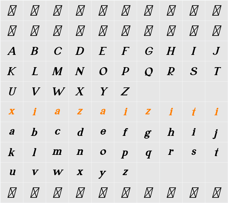 CF Ellara Domian Ita 字符映射表