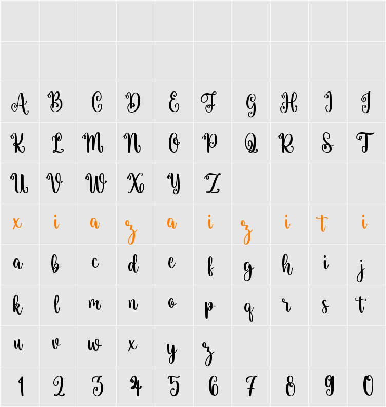 Christmas Wishes 字符映射表