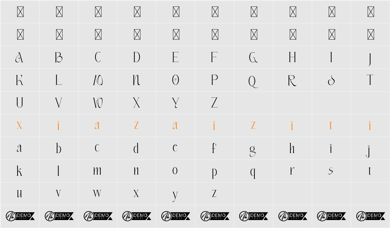 Fairy Flower Demo 字符映射表
