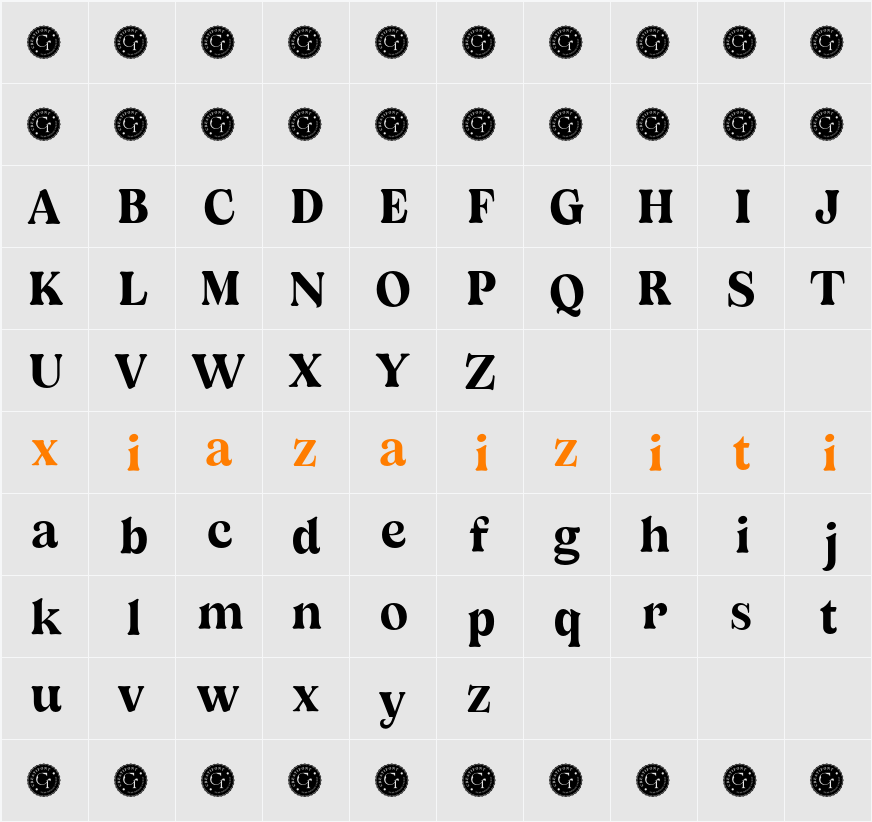 CF Oliviera Demo 字符映射表