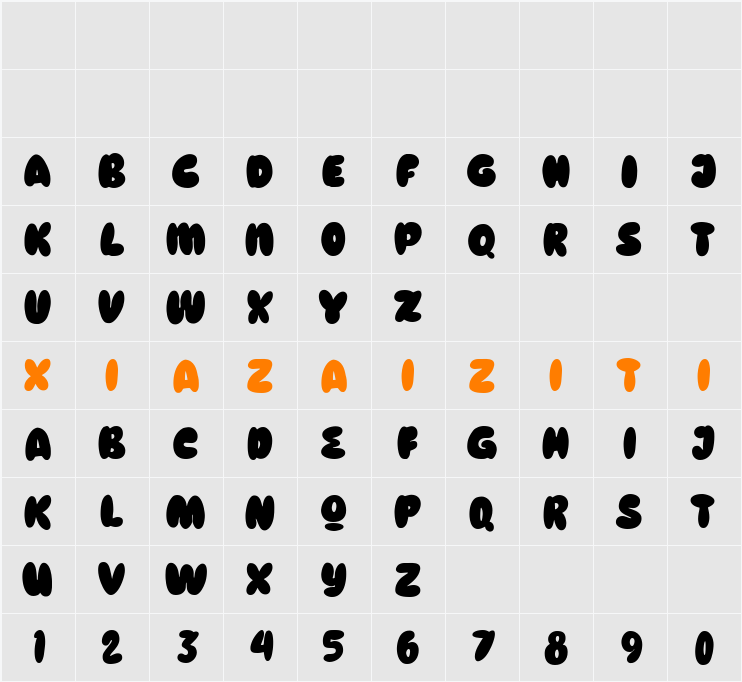 Demo Puffy Delight 字符映射表