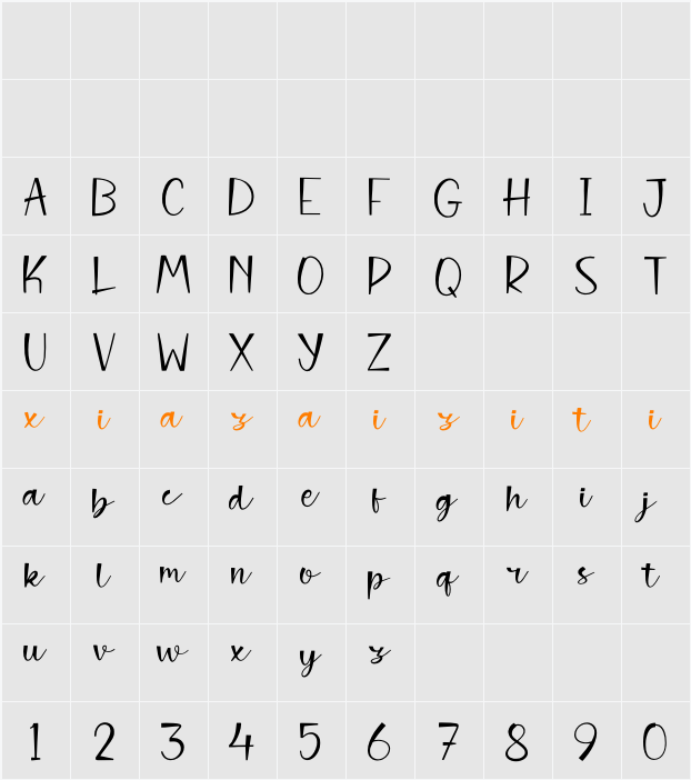 Cuppy Honney Script 字符映射表