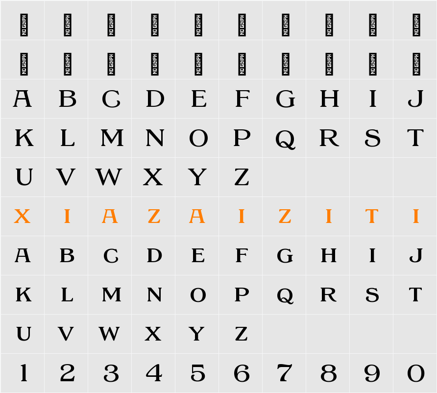 EFCO Barnis Medium 字符映射表