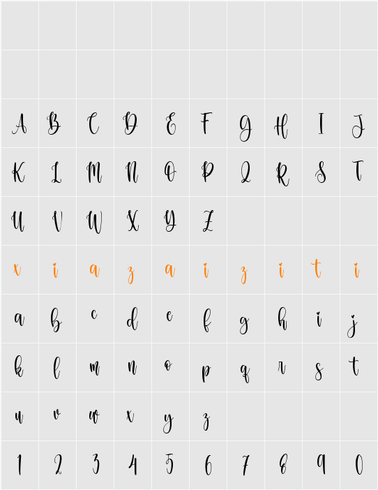 Christmas Bright 字符映射表