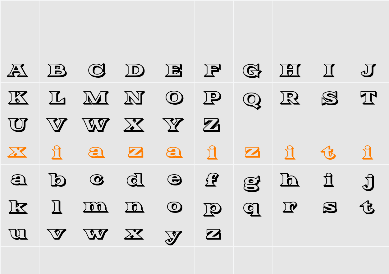 galeno 3D Demo rudeRight 字符映射表