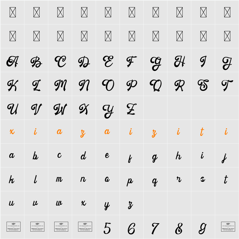 Cascade Free 字符映射表