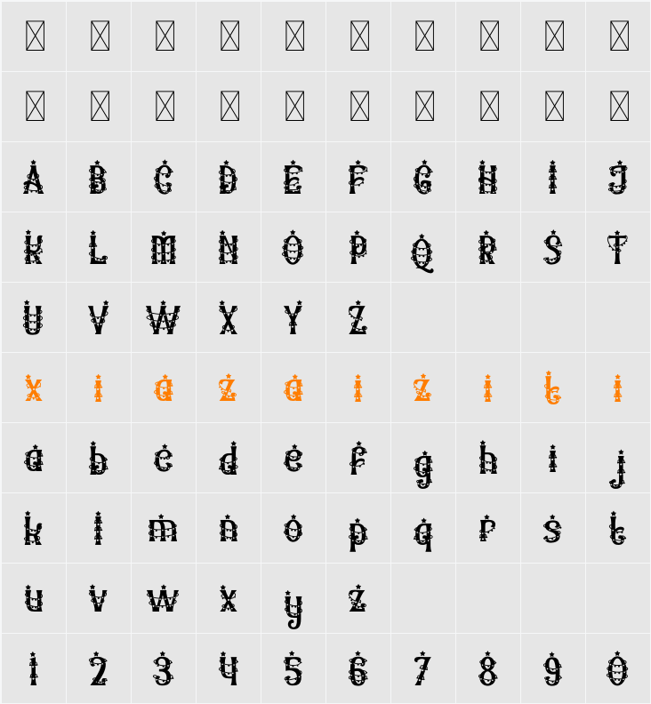 Christmas Chances Light 字符映射表