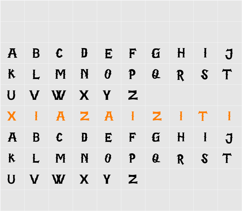Cladey Demo 字符映射表
