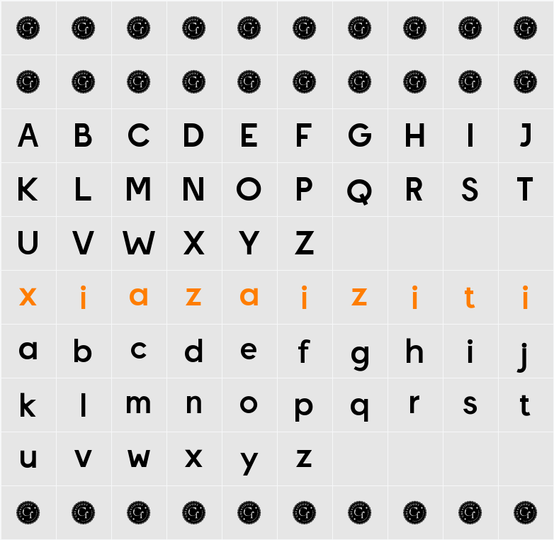 CF Arpine Demo 字符映射表